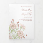 Programme Trois Volets Blush Pink Roses Wedding Programs Modern (Page de couverture)