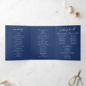 Programme Trois Volets Boho Chic Royal Mariage de monogramme bleu (Intérieur)