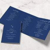 Programme Trois Volets Boho Chic Royal Mariage de monogramme bleu