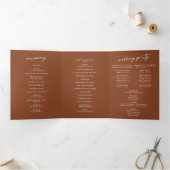 Programme Trois Volets Boho Chic Terracotta Monogram Mariage (Intérieur)