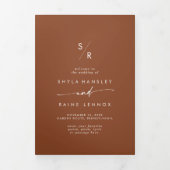 Programme Trois Volets Boho Chic Terracotta Monogram Mariage (Page de couverture)