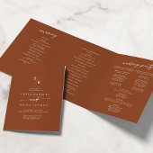 Programme Trois Volets Boho Chic Terracotta Monogram Mariage
