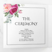 Programme Trois Volets Branches avec fleurs rose rose mariage (Intérieur en premier)