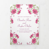 Programme Trois Volets Bright Pink Rose Wedding Programs (Page de couverture)