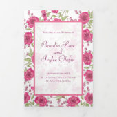 Programme Trois Volets Bright Pink Rose Wedding Programs (Page de couverture)