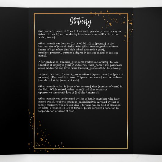 Programme Trois Volets Cadre Or Simple Moderne Spectacle funéraire (Intérieur au milieu)