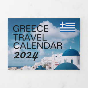 Programme Trois Volets Calendrier de voyage de la Grèce 2024 avec fêtes g