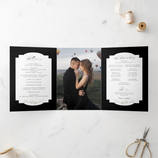 Programme Trois Volets Calligraphie florale noire (Intérieur)