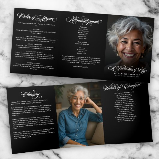 Programme Trois Volets Calligraphie Script 2-Photo Célébration de la Vie