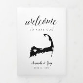 Programme Trois Volets Cape Cod Mariage Bienvenue Lettre & Itinéraire (Page de couverture)