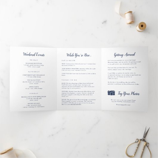 Programme Trois Volets Cape Cod Mariage Bienvenue Lettre & Itinéraire (Intérieur)