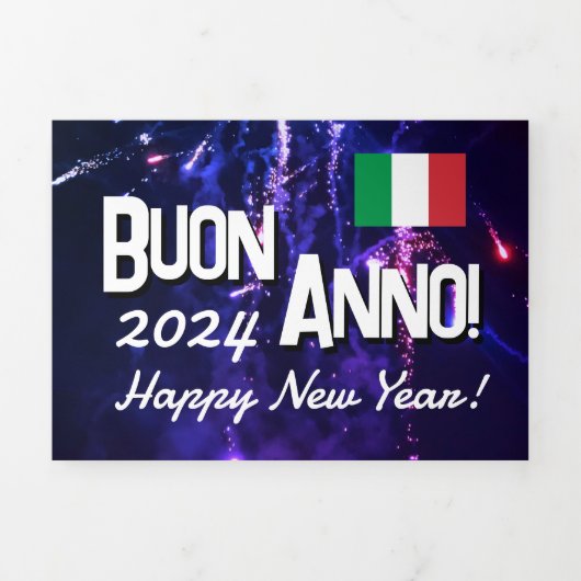 Programme Trois Volets Carte du Nouvel An Italien avec Calendrier 2024 (Page de couverture)