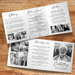 Programme Trois Volets Célébration de la vie 14-Photo Black & White Funer