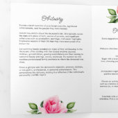 Programme Trois Volets Célébration de la Vie Aquarelle Fleurs Mémorial (Intérieur en premier)