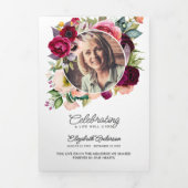 Programme Trois Volets Célébration de la vie Aquarelle Floral Memorial (Page de couverture)