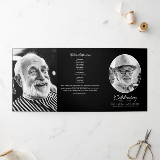 Programme Trois Volets Celebration Of Life Obituary Service Order Funeral (Extérieur)