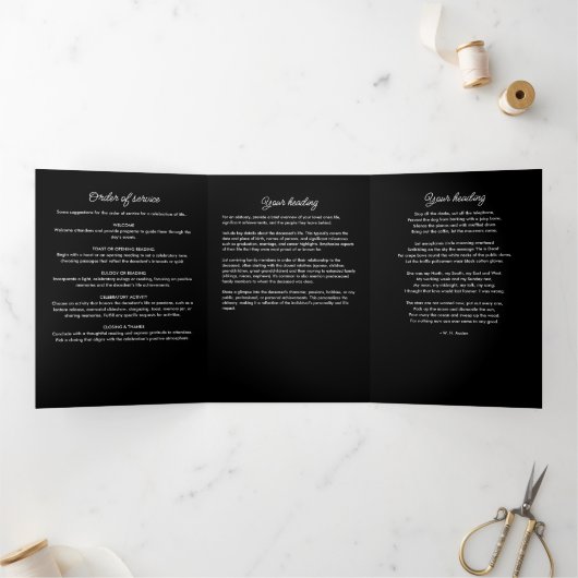 Programme Trois Volets Celebration Of Life Obituary Service Order Funeral (Intérieur)