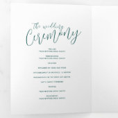 Programme Trois Volets Cérémonie de renouvellement mariage vert émeraude (Intérieur en premier)