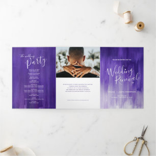 Programme Trois Volets Cérémonie de renouvellement mariage violet art abs