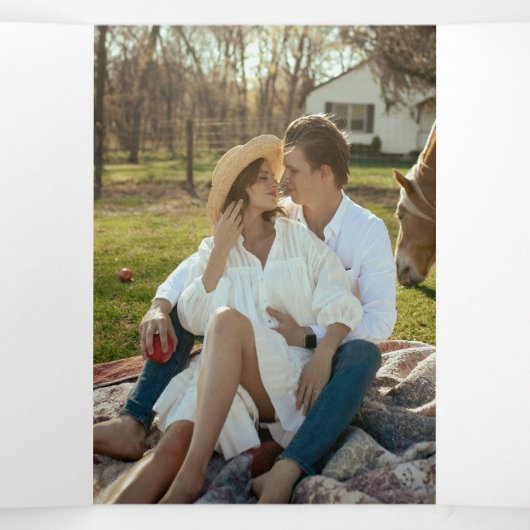 Programme Trois Volets Cérémonie des mariages d'art abstrait jaune et bla (Intérieur au milieu)