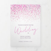 Programme Trois Volets Cérémonie des mariages d'art abstrait rose et blan (Page de couverture)