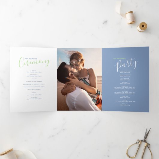 Programme Trois Volets Cérémonie du mariage d'art abstrait bleu, vert, bl (Intérieur)