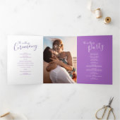 Programme Trois Volets Cérémonie du mariage d'art abstrait violet et blan (Intérieur)