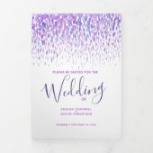 Programme Trois Volets Cérémonie du mariage d'art abstrait violet et blan (Page de couverture)