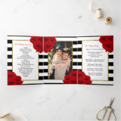 Programme Trois Volets Chic Moderne Luxe Mariage Collection - Roses rouge (Intérieur)