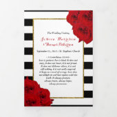 Programme Trois Volets Chic Moderne Luxe Mariage Collection - Roses rouge (Page de couverture)