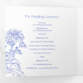 Programme Trois Volets Chrysanthème dessin de fleur bleu blanc (Intérieur en premier)