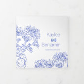 Programme Trois Volets Chrysanthème dessin de fleur bleu blanc (Protection)