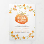 Programme Trois Volets Chute d'amour citrouille mariage aquarelle (Page de couverture)