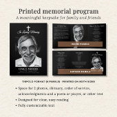 Programme Trois Volets Classique Élégant 2-Photos Funérailles/Mémorial Ca