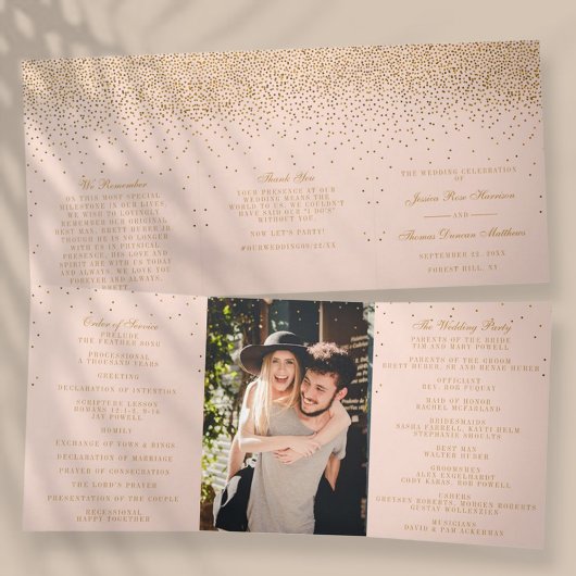 Programme Trois Volets Collection de Mariages Blush Pink & Glam Gold