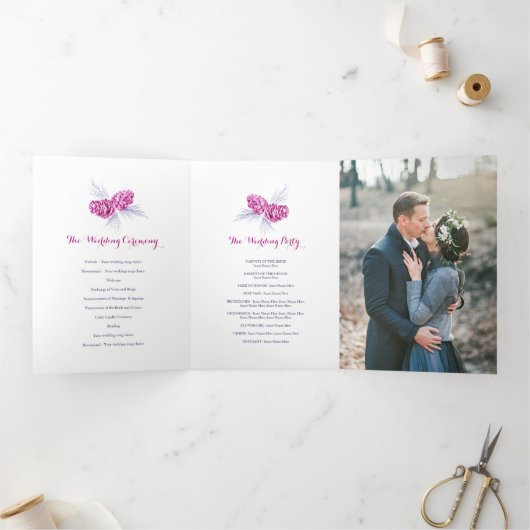 Programme Trois Volets Cones prune violet marine hiver automne mariage (Intérieur)