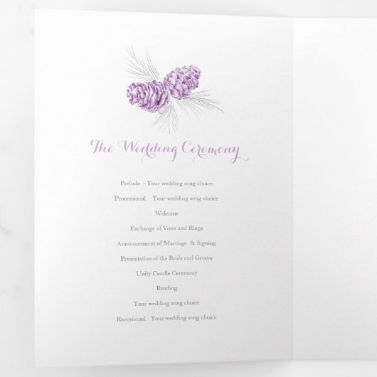 Programme Trois Volets Cones violet gris hiver automne mariage (Intérieur en premier)