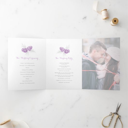 Programme Trois Volets Cones violet gris hiver automne mariage (Intérieur)