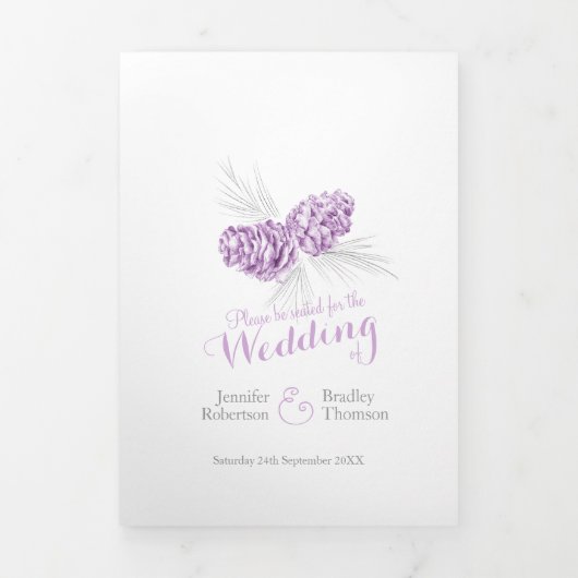 Programme Trois Volets Cones violet gris hiver automne mariage (Page de couverture)
