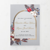 Programme Trois Volets Coton d'hiver Dusty Blue Red Berries Mariage (Page de couverture)