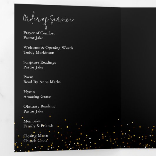 Programme Trois Volets Dans Loving Memory Gold Frame Black (Intérieur en premier)