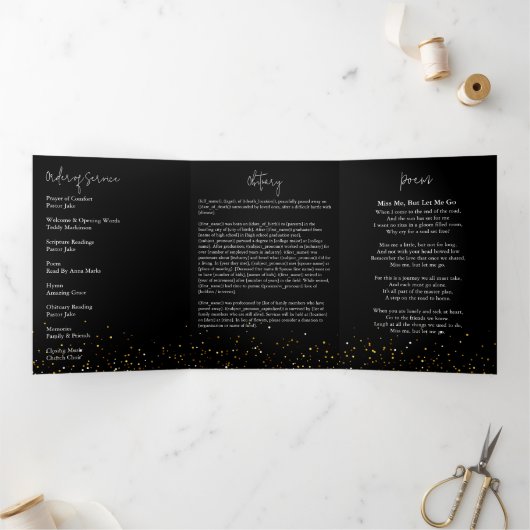 Programme Trois Volets Dans Loving Memory Gold Frame Black (Intérieur)