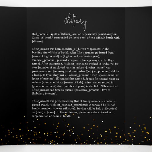 Programme Trois Volets Dans Loving Memory Gold Frame Black (Intérieur au milieu)