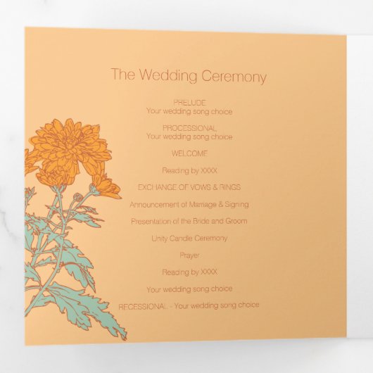 Programme Trois Volets Dessin de fleur d'orange de chrysanthème (Intérieur en premier)