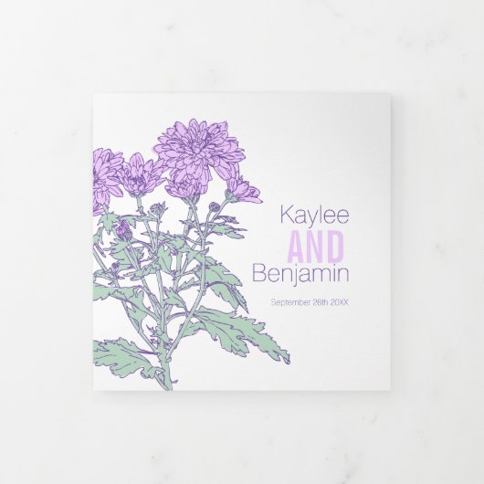 Programme Trois Volets Dessin de fleur violet de chrysanthème (Protection)