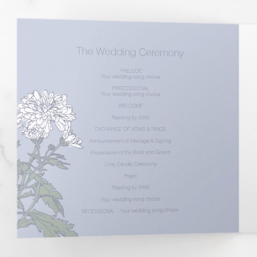 Programme Trois Volets Dessin de fleurs blanches de chrysanthème (Intérieur en premier)