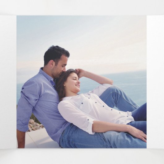 Programme Trois Volets Eau bleu foncé fleurs feuilles verts, photo (Intérieur au milieu)