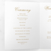 Programme Trois Volets Élégant Blason Floral Doré Monogramme Mariage (Intérieur en premier)