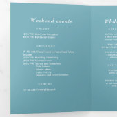 Programme Trois Volets Élégant bleu rétro simple avec Mariage Monogram (Intérieur en premier)