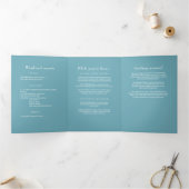 Programme Trois Volets Élégant bleu rétro simple avec Mariage Monogram (Intérieur)